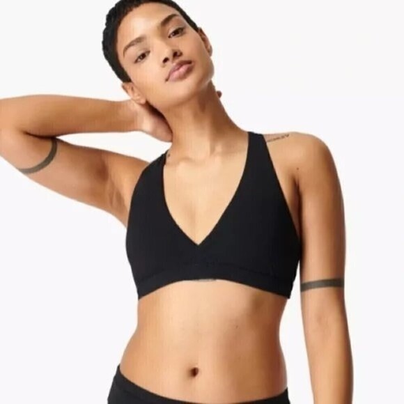 Sweaty Betty Coral Bikini Top Black Racerback Swimsuit Size XS NWT - Picture 1 of 8